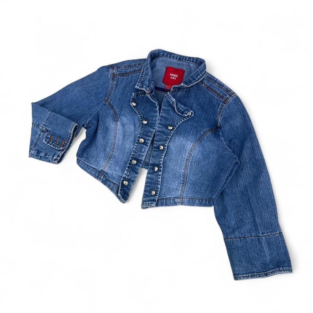 Y2K Miss Lili Denim Cropped Mini Military Style Jacket